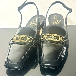 Sam Edelman Black Patent Leather Slingback Teana Heels. Size 8.5